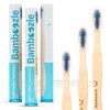 Bamboozle Eco-Friendly Toothbrush for Adults - Sustainable Bamboo Design, Biodegradable & Stylish Oral Care Solution (Blue, Pack of 3)
