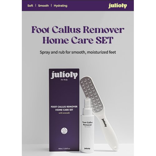 Julioly Foot Callus Remover Home Care Set – Professional Stainless Foot File & Scrubber, Exfoliating Serum for Smooth Skin, Effective on Wet and Dry Feet