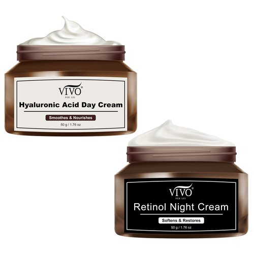 Vivo Per Lei Hyaluronic Acid Day Cream and Retinol Night Cream Combo - Skin Care Set for Women - 1.76 Oz / 50 G