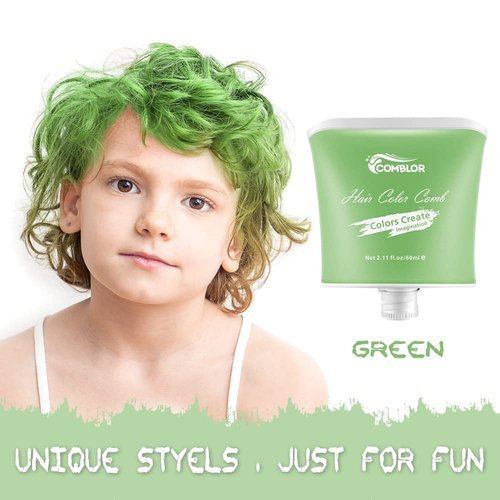 Temprary Hair Dye, Comblor Green Hair Dye for Dark Hair, Hair Chalks for Girls Wash Out Hair Colour Kids, Gifts for Birthday, Christmas, Halloween, Crazy Hair Day, Children's Day