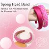 FULZTEY Padded Headband for Women Girls Hot Pink Puffy Head Bands Hoop No Teeth Thick Wide Hairband Colorful Bling Sparkle Headband Solid Silk Hair Band for Women's Hair Accessories Gifts 2Pcs
