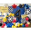 4rd Birthday Race Car Balloons Decorations, 40 Inch Racetrack Black Number 4 Balloon, Mylar Black 4 Balloon for 4rd Birthday Party Supplies, 7 Pcs