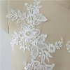 Mirror Pair Corded Lace Applique Embroidery Flower Leaf Ivory Lace Motif Wedding Dress DIY Accessories Lace Decoration