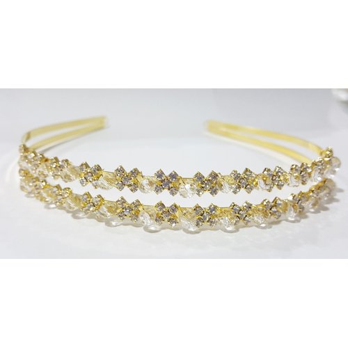 Shop Ginger Wedding Double Band Rhinestone Communion Tiara Headband Bridal Bridesmaid (Crystal Rhinestones, Silver Plated)