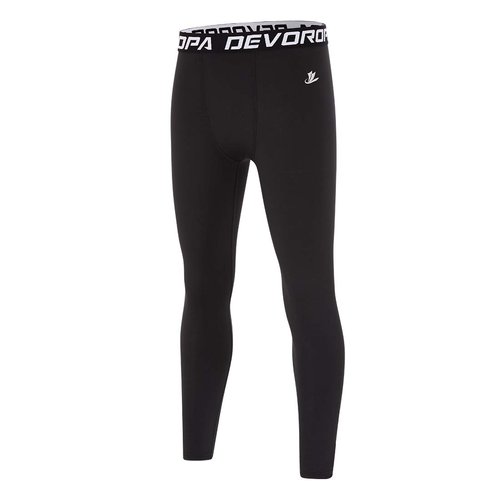 DEVOROPA Youth Boys' Compression Leggings Sports Tights Fleece Lined Thermal Base Layer Pants Black M