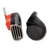RED Black Twin TRUMPET SNAIL High/Low Tone 12v Volt Electromagnetic Loud Dual Replacement HORN Compact Complete Universal Kit with Brackets Relay Hardware for Motorcycle Car SUV Truck Universal (Made in Italy)