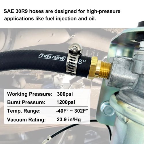 SAE 30R9 Fuel Hose Line 5/16 Fuel injection hose 5FT Length High Pressure SAE30R9 Push Lock hose 300 psi (5FT, 5/16" ID)