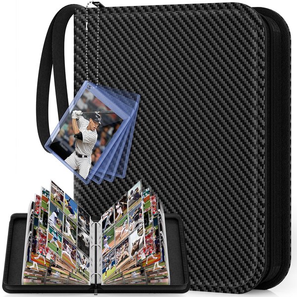 Mlikero Trading Card Binder, 9 Pocket Card Binder with Card Display, 720 Double Sided Pocket Sports Card Binder, Premium Card Binders Compatible with MTG, TCG, Baseball Cards(Black)