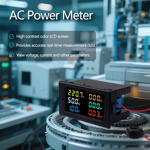 AC Power Meter, 40-300V 100A Digital Multimeter with Color LCD Display, Voltage Current Power Factor Frequency Energy Monitor, Ammeter Voltmeter Tester for 110V/220V, Volt Amp Watt Detector Panel