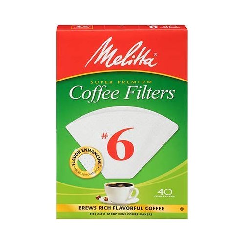 Melitta Cone Coffee Filters White No. 6 40 Count