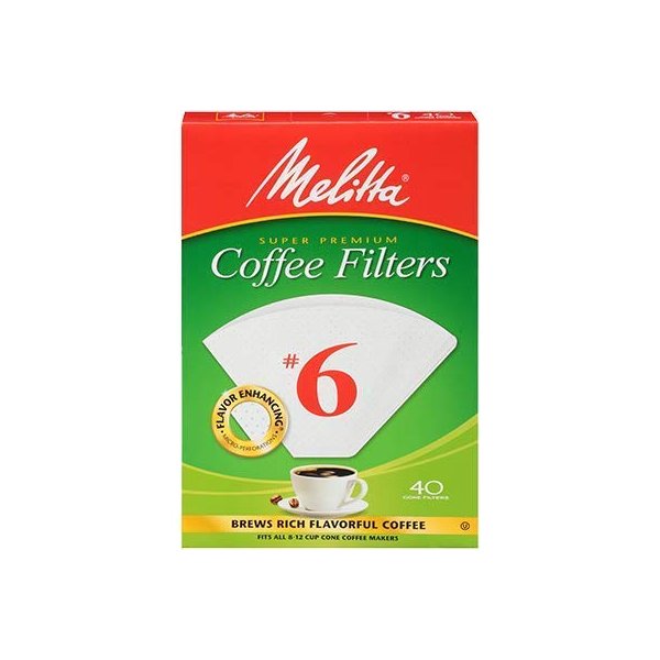 Melitta Cone Coffee Filters White No. 6 40 Count