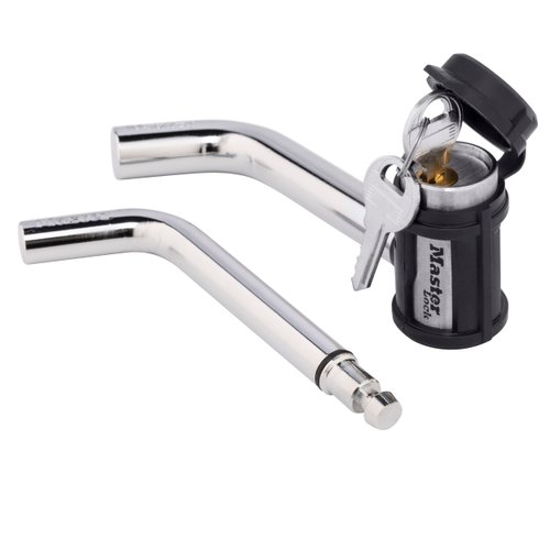 Master Lock Receiver Lock, 1/2 in. and 5/8 in. Swivel Head, Weather Resistant Trailer Coupler Locking Hitch Pin with Keys for Protecting Trailers, RVs, 2866DAT