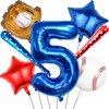 Baseball Balloons 5th Birthday Decorations for Boys, Baseball Party Decoration Baseball Sports Theme Party Supplies, 40 inch Foil Number Balloons Number 5 Balloon Blue Red White Sports Balloon Kits