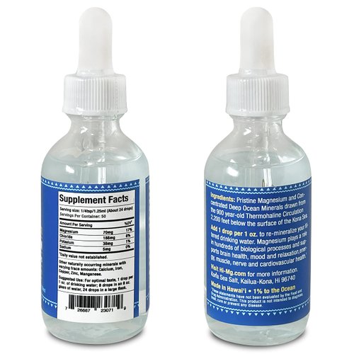 Kona Sea Salt Pure Hawaii Deep Ocean Magnesium Drops – Made in Hawaii – with Other Trace Minerals – Easy to Take Liquid 2 Fl. Oz. – Aids in Brain, Mood. Muscle, Nerve, & Cardiovascular Health