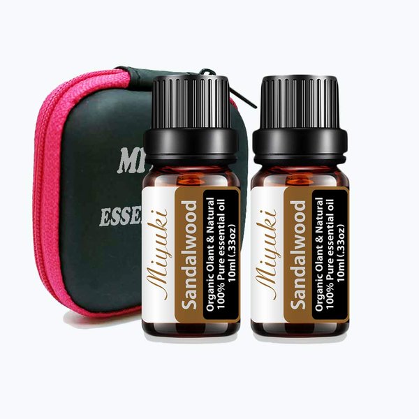 Sandalwood Essential Oil Organic Plant & Natural Pure Sandalwood Oil for Diffuser, Humidifier, Massage, Bath, Skin & Hair Care-2 Pack x10ml