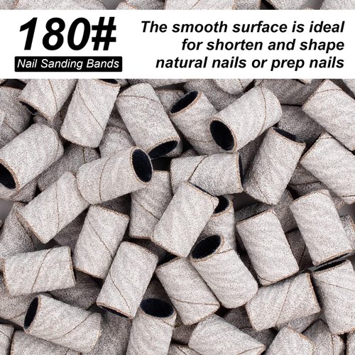 Difenni Sanding Bands for Nail Drill, 180 Grit Sanding Bands Nail Drill Bits 100 Pcs Fine Grit Nail Sanding Bands with Storage Box for Most Size 3/32" Nail Drill Machine (Zebra)