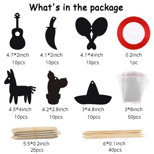 WATINC 60 pcs Mexican Fiesta Scratch Cards Art Set for Kids and Adults, Cinco De Mayo Party Decorations Favor, DIY Magic Colorful Art Craft Kit, Scratch Paper Ornaments for Birthday Party