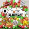 95Pcs Sports Balloon Garland Kit, Baseball Basketball Soccer Volleyball Football Balloons Sports Foil Balloons with Sports Backdrop for Sports Birthday Party Supplies Decoration (Happy Birthday)