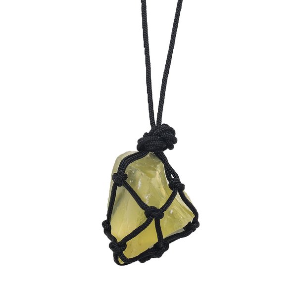 Apengshi Healing Crystal Quartz Raw Net Pocket Pendant Citrine Natural Crystal Gemstone Braided Necklace Irregular Healing Stone Reiki Hangings Craft With Weave Rope