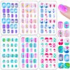 144 Pieces Press on Nails, Acejoz Summer Style Girls Fake Nails Stick on Nail Tips Children Full Cover Short False Fingernails for Boys Girls Kids Nail Art Decoration