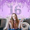 Avezano Sweet 16 Birthday Banner Glitter Purple Diamonds Sweet 16 Party Decorations Sweet 16 Backdrop for Girls' Sweet 16 Birthday Sweet Sixteen Party Supplies 70.8 x 43.3 Inch