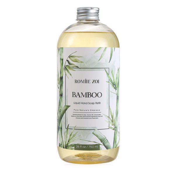 ROMIIE ZOI Liquid Hand Soap Refill,Bamboo,Gentle & Moisturizing Formula for Home & Kitchen, 750ML/26 FL OZ
