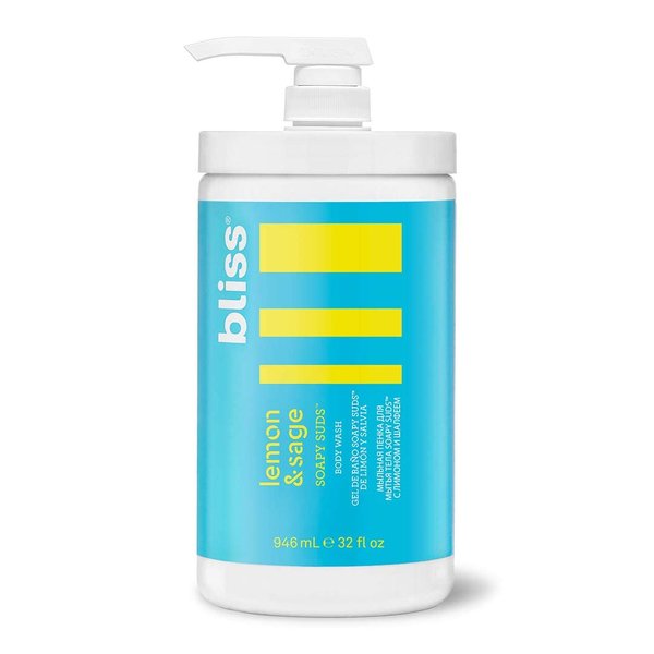 Bliss Soapy Suds Body Wash - Lemon and Sage - 17 Fl Oz - Gentle and Hydrating for Supremely Soft Skin - Paraben Free - Vegan & Cruelty Free