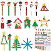 VioraWhite 36 Sets Christmas Craft Kits Christmas Ornaments Stick DIY Winter Craft Stick Bulk Santa Snowman Elf Reindeer Ornaments Art Sets for Kids Holiday Classroom Activities Party Favors