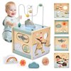 Atoylink Wooden Activity Cube for Toddlers 1-3, 5 in 1 Ocean Animal Shape Sorter Bead Maze Montessori Toys Baby 6-12 Months Educational Learning Toys for 1 Year Old Boy Girl Birthday Gift