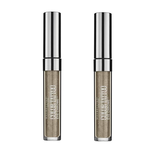 Pack of 2 Maybelline New York Color Tattoo Eye Chrome Eyeshadow, Khaki Kool 520