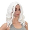 SWACC 15 Inch Short Curly Wavy Hair Wig Medium Length Synthetic Colorful Cosplay Daily Party Wig for Women with Wig Cap (White)