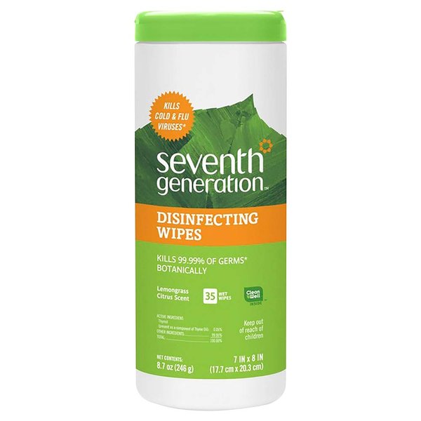 SEVENTH GENERATION Disinfecting Wipes, 35 CT