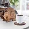 Divit Coasters Wooden for Drinks, Eco-Friendly, Absorbent, Antique Look Handcrafted Coasters (Elephant)