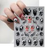 7 Sheets Halloween Skull Nail Art Stickers Scream Ghost Eyes Exquisite 5D Embossed Self-Adhesive Nail Decals Skeleton Clown Design Nail Supplies Spider Nail Art Accessories for Women DIY Decorations