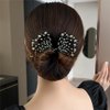 2 PACK Rhinestone Pearl Hair Bun Maker, Elegant Lazy Hair Curler, Crystal Hair Bun Maker, French Hairstyle Twist Bun Maker, Elegant Hair Accessories For Women Girls