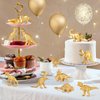 Gold Plastic Mini Dinosaur Figures Toys 48PCS Party Favors Supplies Birthday Dino Cupcake Toppers Kids Classroom Prizes Box Toddler Halloween Boy Girl Goodie Bags Stuffers Pinata Filler Treasure Chest