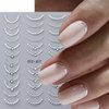 8Pcs French Strip Line Nail Stickers,Metal Stripe Nail Decals Luxury Rhinestone Nail Art Sticker Shiny Metallic Lines Adhesive Nail Supplies Chrome Gold Silver for Nails Decoration Accessories Tools