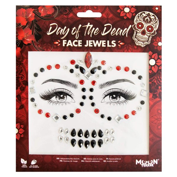 Face Jewels by Moon Terror - Festival Face Body Gems, SFX Make up, Crystal Make up Eye Glitter Stickers, Temporary Tattoo Jewels, Special Effects Make up (Day of the Dead)