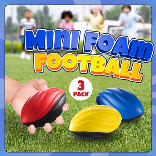 Bedwina 5" Mini Foam Football - (Pack of 3) Small Toy Footballs for Indoor and Outdoor Play, Spiral Foam Sports Birthday Football Party Favors for Kids