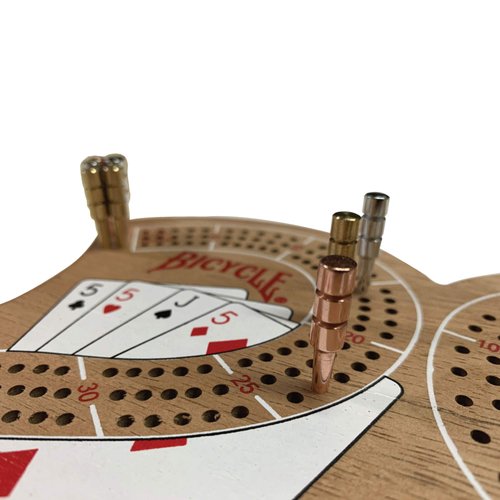 Official Bicycle Cribbage Board Game Set 29 with Bicycle Playing Cards and 9 Premium Metal Crib Pegs