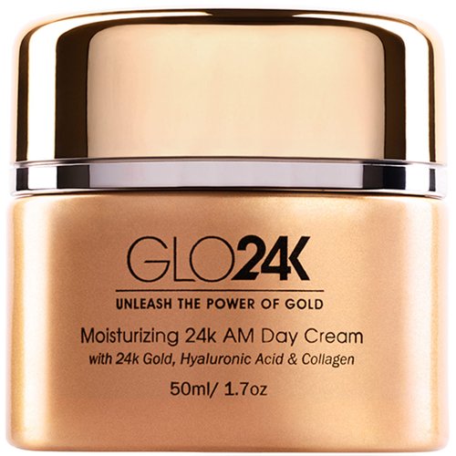 GLO24K Moisturizing Day Cream with 24k Gold, Hyaluronic Acid, Collagen, and Vitamins. For Optimal Hydration!