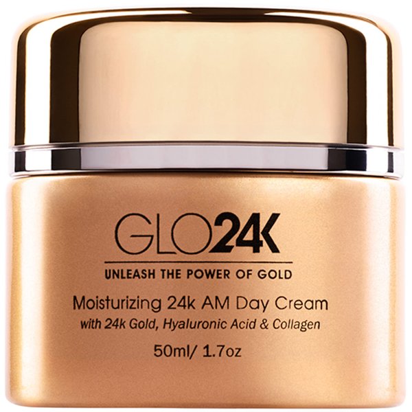 GLO24K Moisturizing Day Cream with 24k Gold, Hyaluronic Acid, Collagen, and Vitamins. For Optimal Hydration!