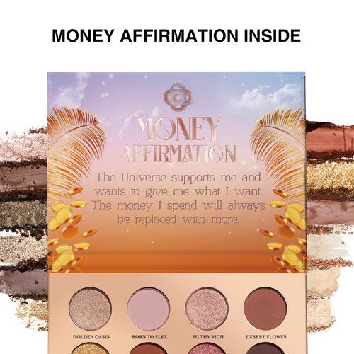 SELESTIA BEAUTY Makeup Eyeshadow Palette Money Mantra - 12 Blendable Shades with Matte, Satin, Shimmer and Glitter Finishes - High Pigmented Eye Shadow Palette, 0.47 oz