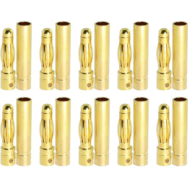 MEETOOT 20Pairs 4mm Gold-Plated Brass Bullet Banana Plug Male Female Bullet Banana Connector RC Part for ESC Battery Motor