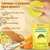 Umpeimvon 2 Pack Turmeric Soap Bar for Face 60 Pads Turmeric Exfoliating Pads, Turmeric Face Soap Vitamin B5 Lemon Turmeric Pads for Face and Body, Cleanse and Moisturize Acne and Scars