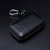 Buffway Car Key case,Genuine Leather Car Key Chain Keychain Holder Metal Hook and Keyring Zipper Bag for Remote Key Fob - Black