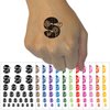 Sweet and Cute Flowers Rounded Block Letter S Temporary Tattoo Water Resistant Fake Body Art Set Collection - Brown (One Sheet)