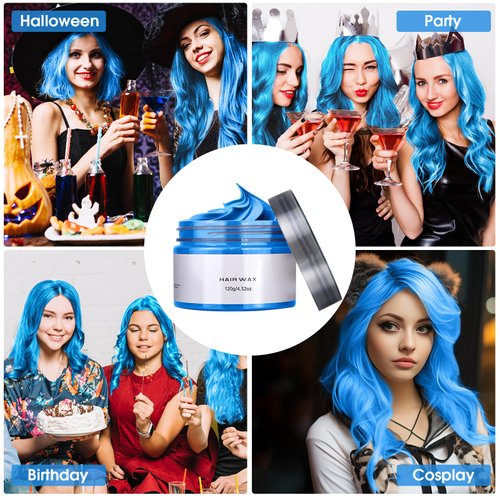 Temporary Hair Color Wax, Hair Color Dye Gift for Girls Kids Age 4 5 6 7 8 9 10+, 3 Color Men&Women Hair Styling Clays Strong Hold Pomade for Birthday Christmas Cosplay(Blue+Pink+Purple)