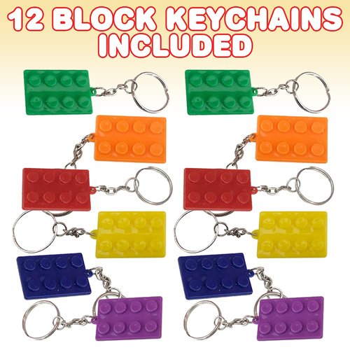 ArtCreativity Building Block Keychains, Set of 12, Fun Key Chains for Backpack, Purse, Luggage, or Pocket Book, Birthday Party Favors, Carnival Party Favors for Kids, Great Giveaways