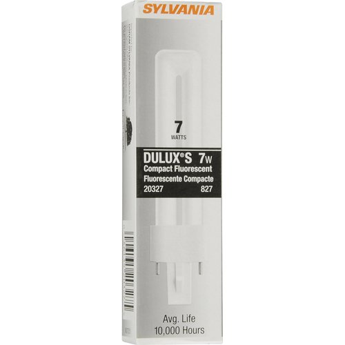 Osram Sylvania 20327 CF7DS/827/ECO DULUX 7W single compact fluorescent lamp with 2-pin base, 2700K color temperature, 82 CRI, ECOLOGIC for use on magnetic ballast